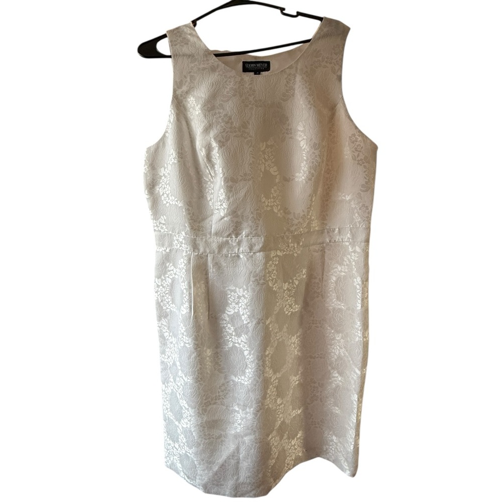 John Meyer Collection Plus Size Jacquard Floral Textured White Formal Dress - Picture 15 of 15